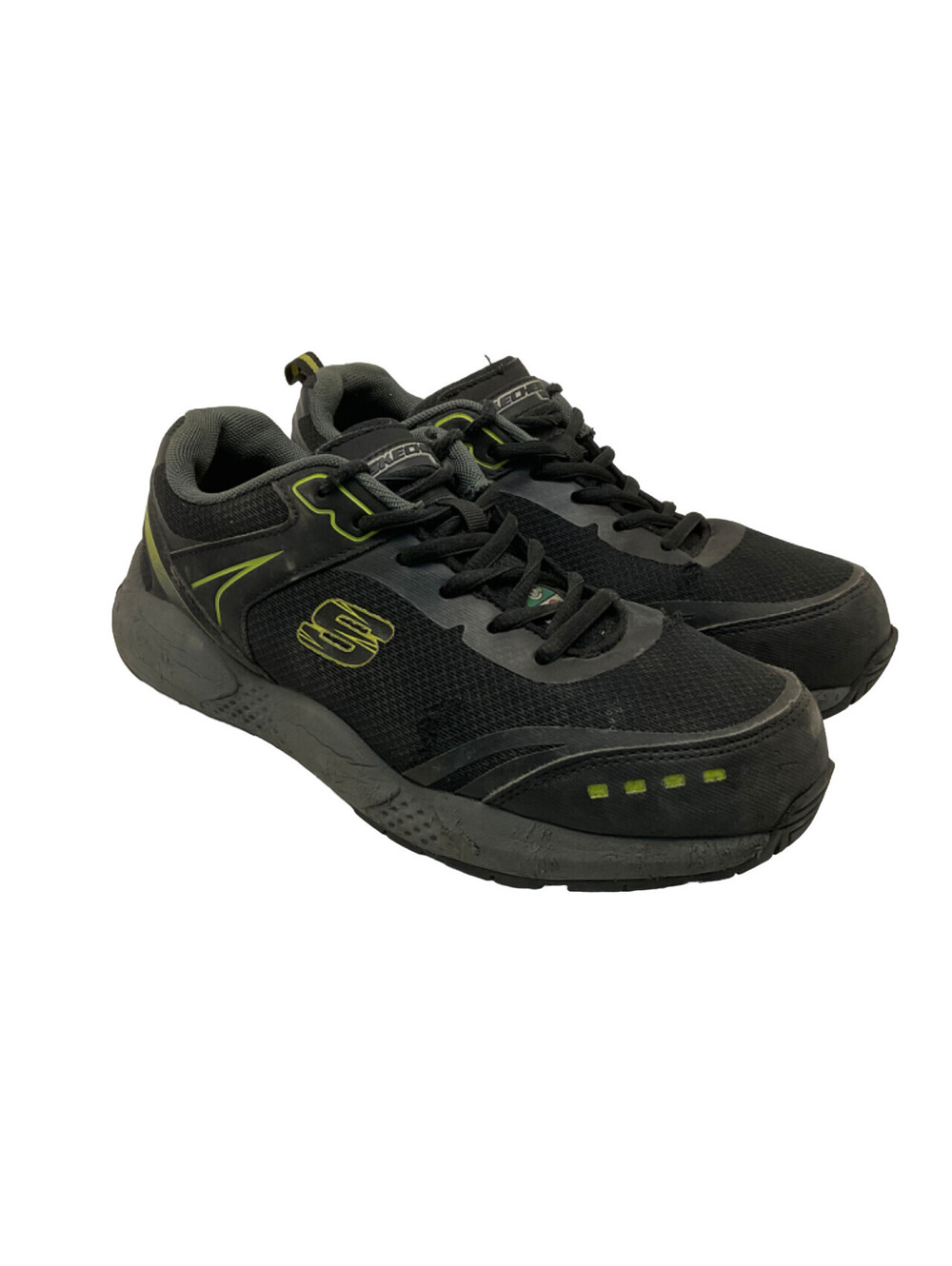 Skechers Men's Steel Toe Steel Plate Work Shoes 99993001 Black/Green Size 8M